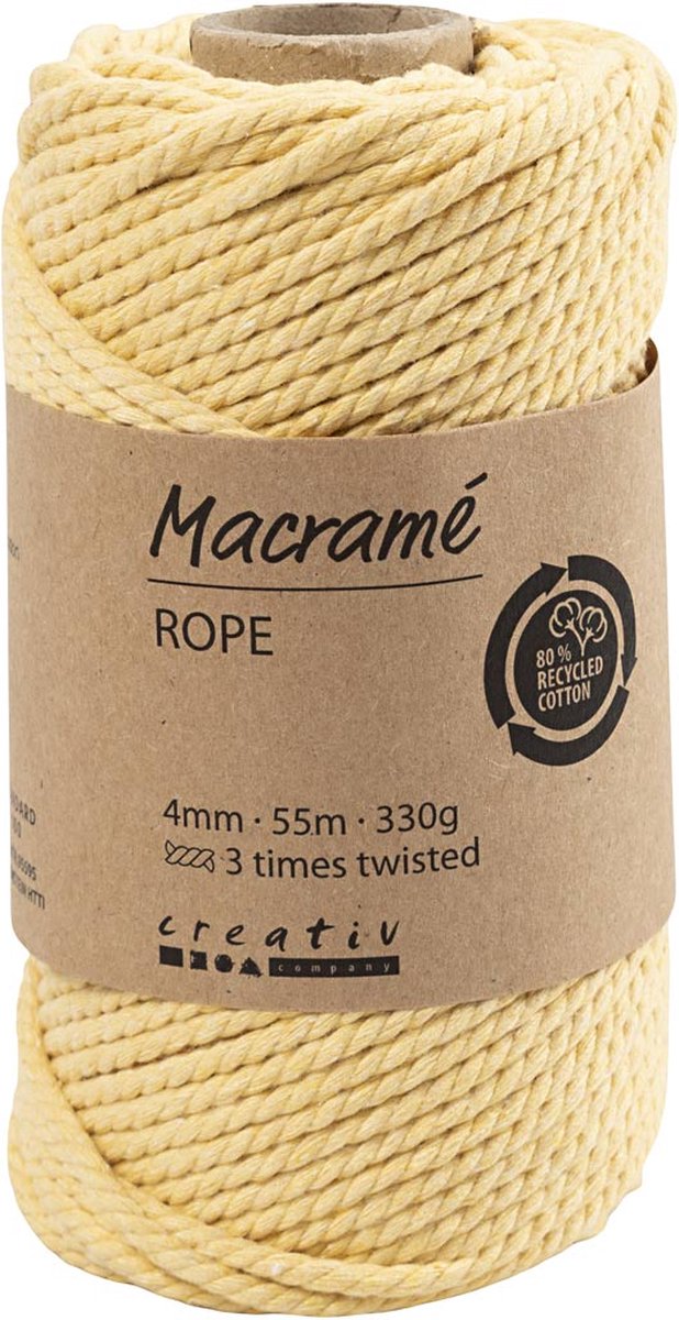 Creativ Company Makramee-Kordel, hellgelb, 55 m