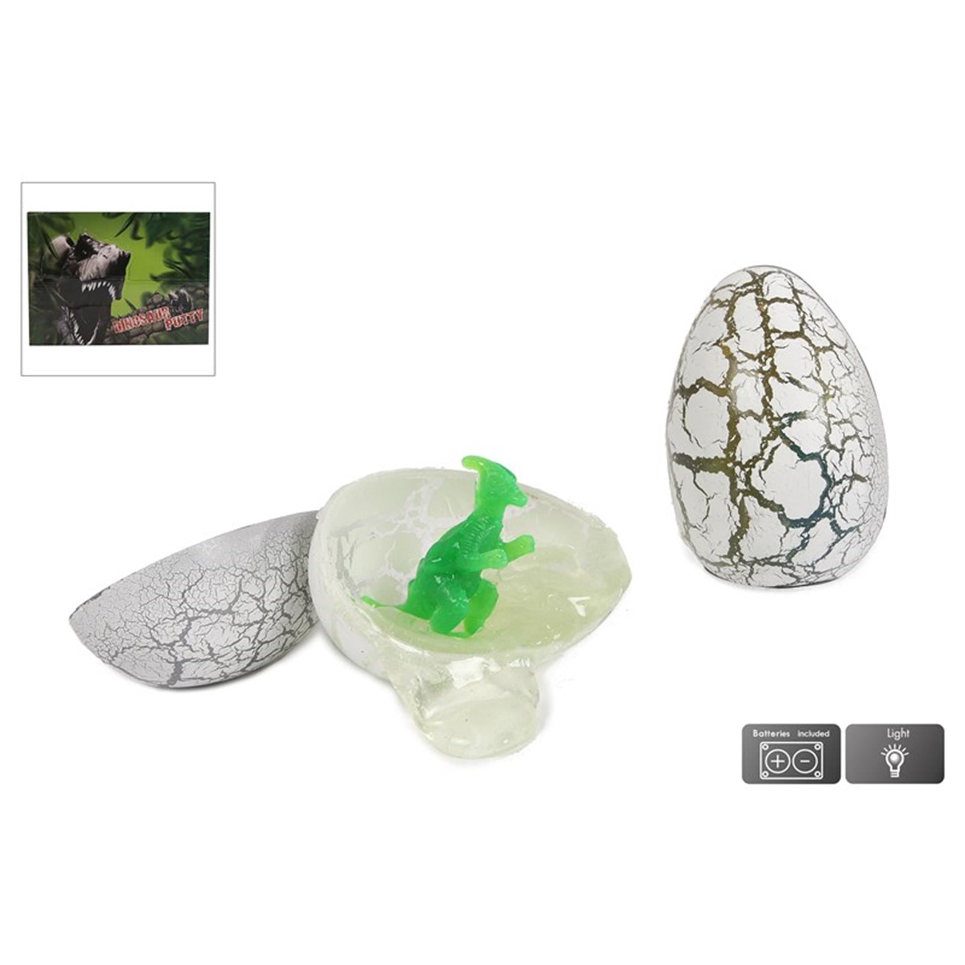 Dinoworld putty ei met dinosaurus en licht 9cm