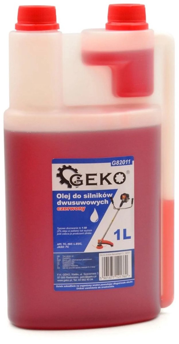 Geko twee-takt olie - 1 liter - geschikt voor mengsmering en individuele smering
