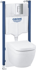 Grohe solido 5-in-1 wc-pack - inclusief solido inbouwframe en fresh - met euro ceramic wandtoilet skate cosmopolitan bedieningsplaat (chroom)