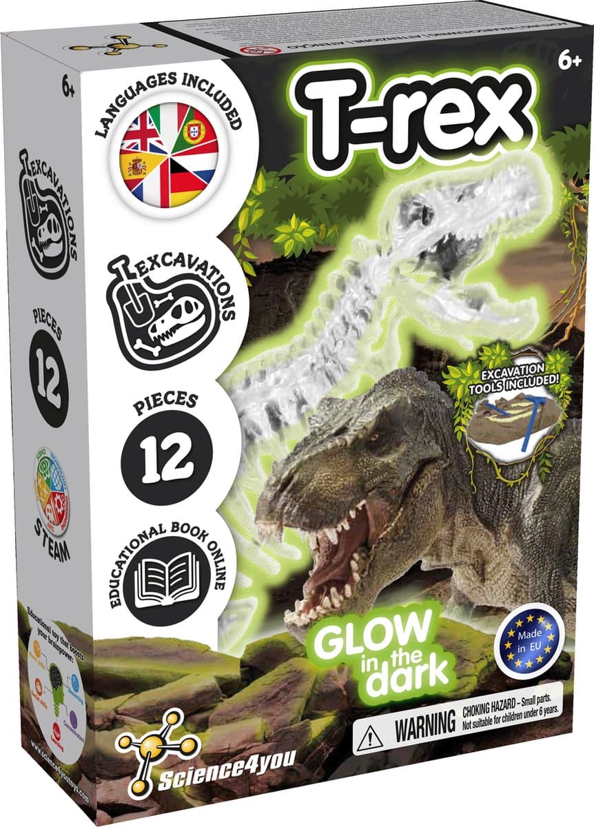 Science 4 you science4you - experimenteer set t-rex glow in the dark