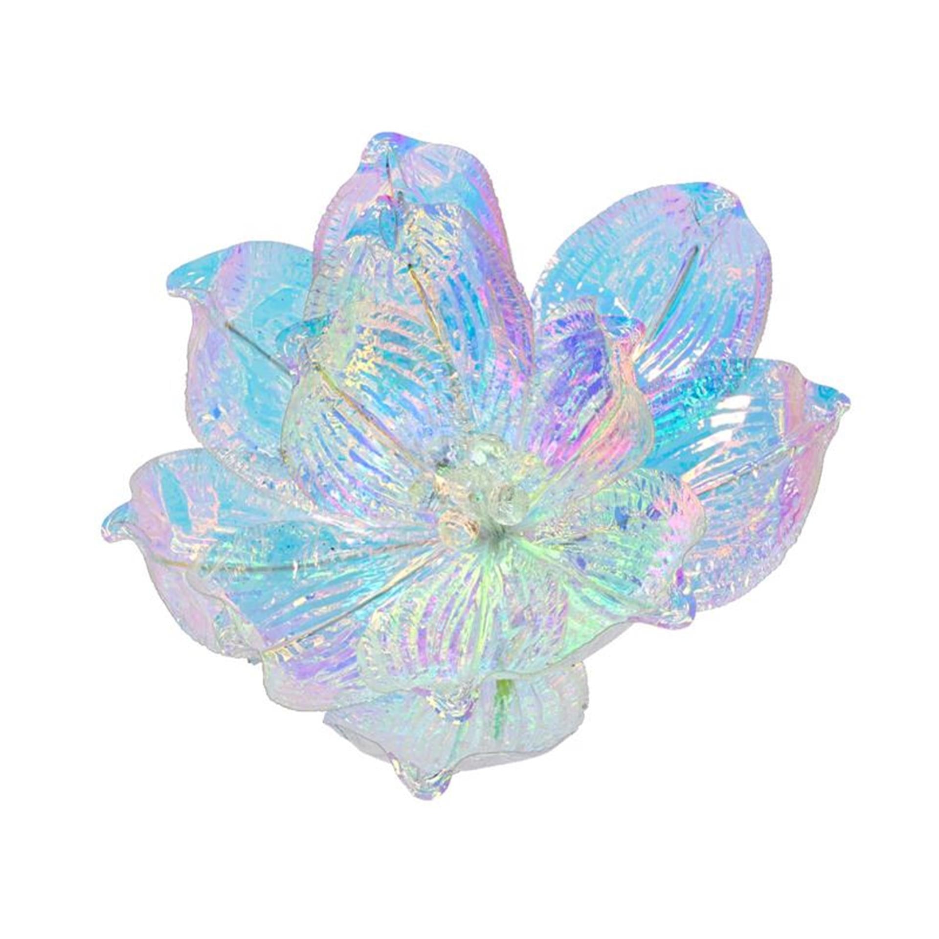 Decoris bloem op clip magnolia iriserend dia13cm