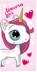 Lobbes badhanddoek unicorn microvezel roze 70x140 cm eenhoorn strand.