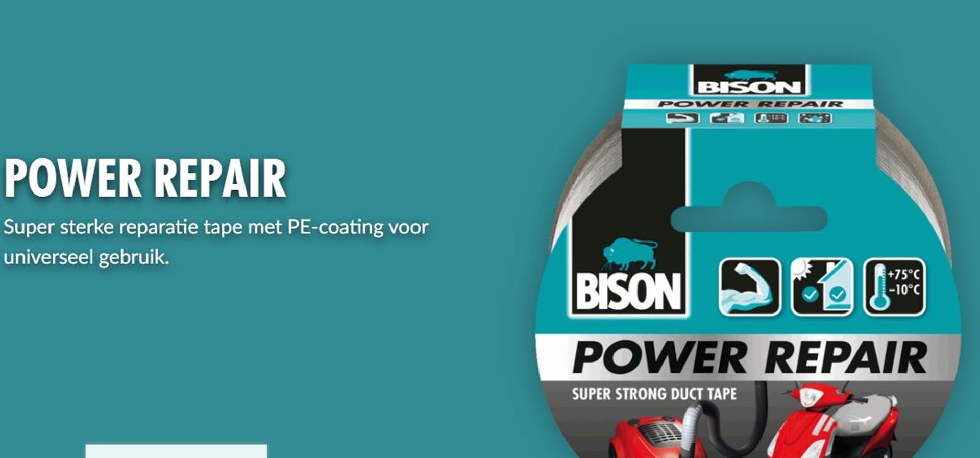Bison power duct tape grijs 10mx4,8cm