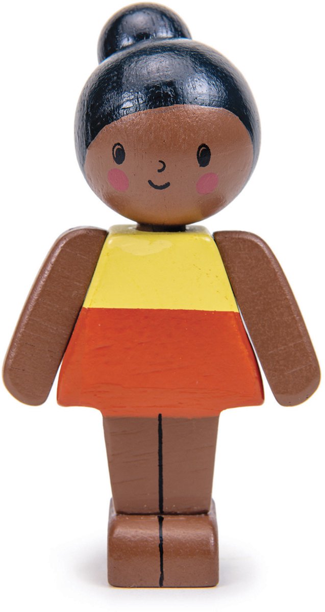 Tender leaf popjes familie - mokka meisje - 5x3x9,40cm - hout - 3 jaar