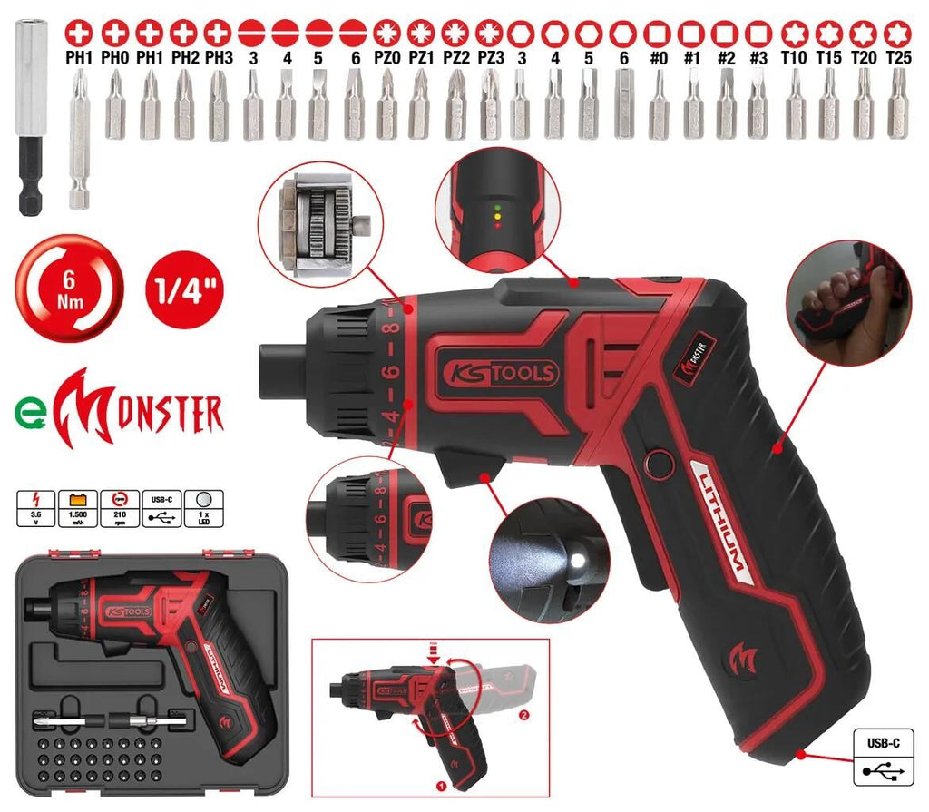 Ks tools akkuschrauber monster cordless bit drill set 27-tlg.