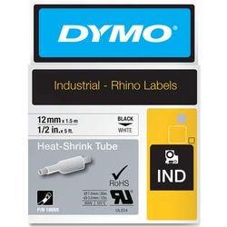 Dymo rhino industriële heat-shrink tube-labels | 12 mm x 1,5 m | zwarte afdruk op wit | voor rhino labelprinters