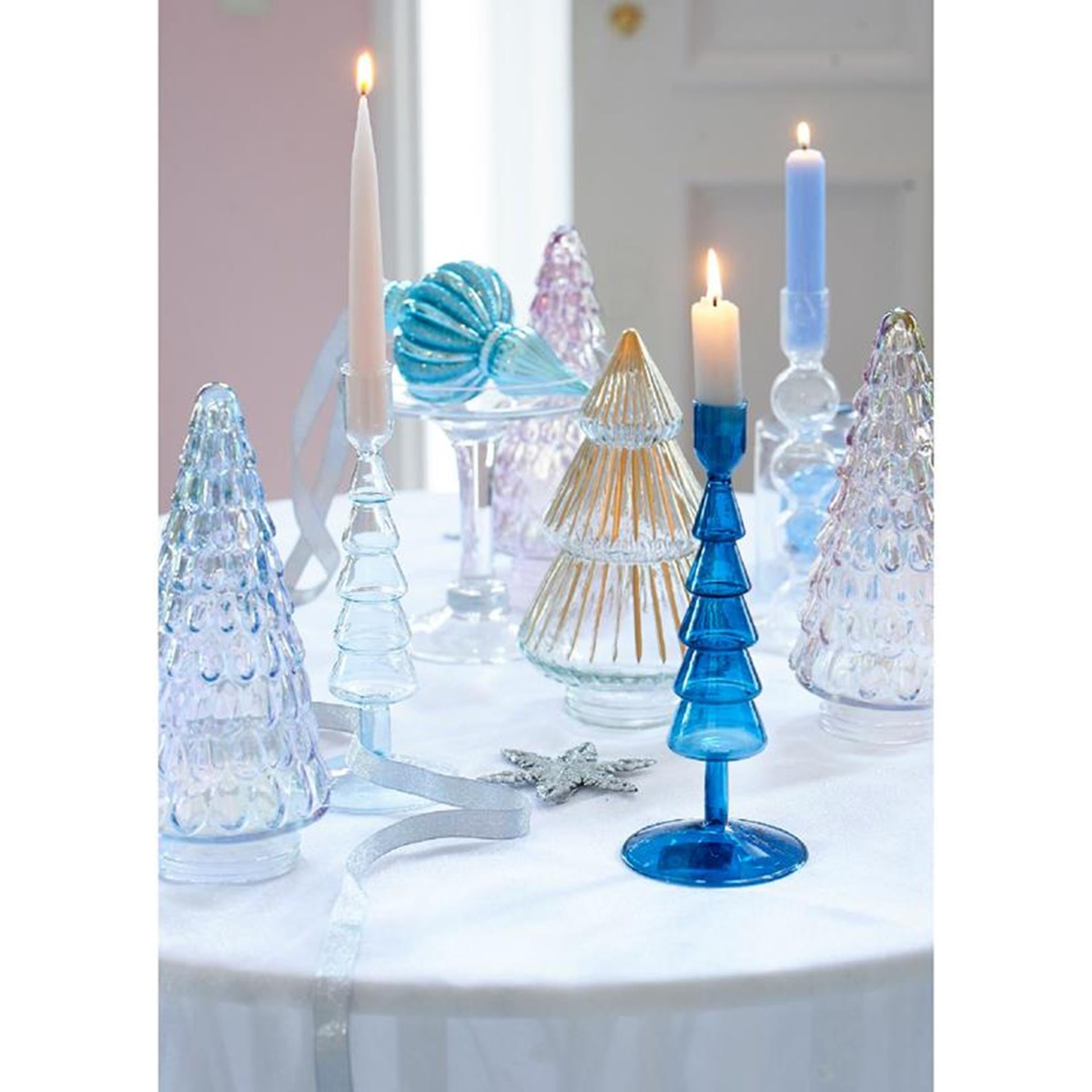 Decoris decoratief kerstboom van glas met iriserend effect iris zilver iris blush pink iris lilac breeze dia10,8x23,5cm