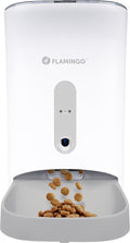 Flamingo automatische voerbar met camera – slimme voederautomaat kat en hond – app-bestuurbare droogvoerdispenser – 4,5l – wit – model omega