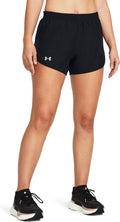 Under armour ua fly by 3'' shorts-blk dames sportbroek - zwart - wit - reflecterend