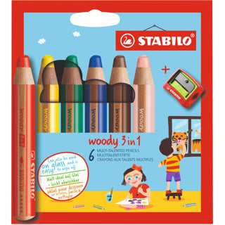 Stabilo Woody 3-in-1 – vielseitiger Bleistift – 6er-Set