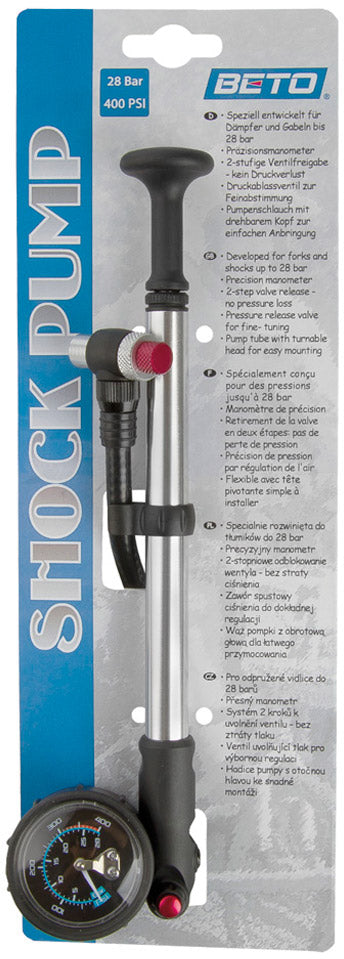 Beto Vorderradgabelpumpe mit Manometer – Aluminium