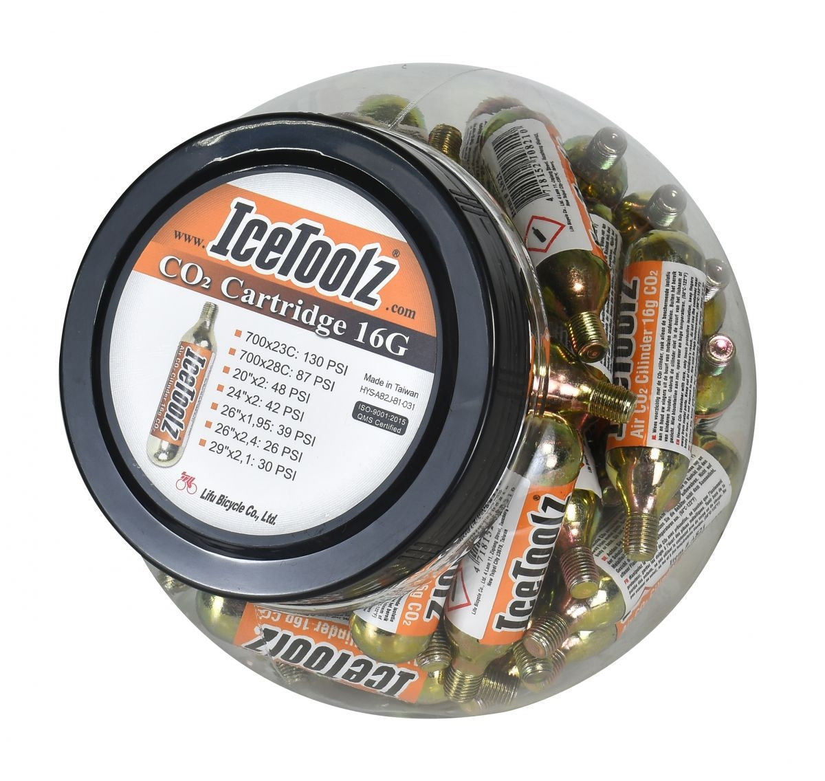 Icetoolz co2 patronen 16 gram met schroefdraad a821 (pot van 50 stuks)