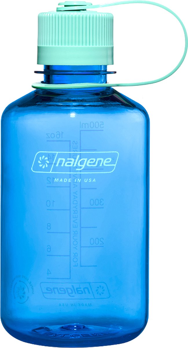 Nalgene - narrow mouth bottle - drinkfles - waterfles - lekvrij - 500ml - bpa free - sustain - cornflower blue