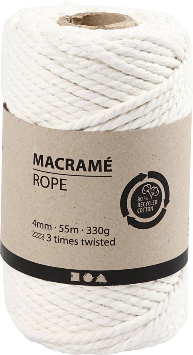 Creativ Company Makramee-Garn, Cremeweiß, 55 m