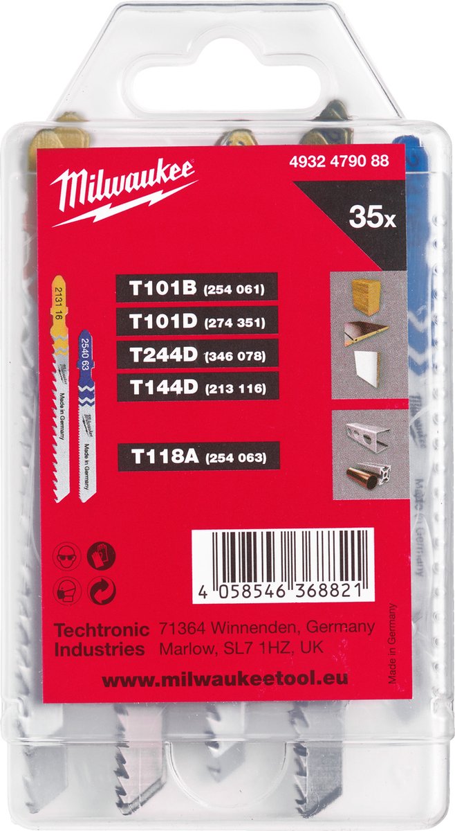Milwaukee accessoires milwaukee decoupeerzaagbladenset voor hout en metaal - 35-delig - 4932479088