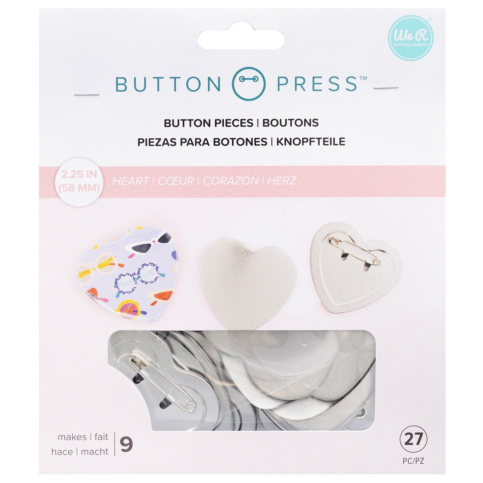 We r makers • button press navulling hart ø58mm 9pcs