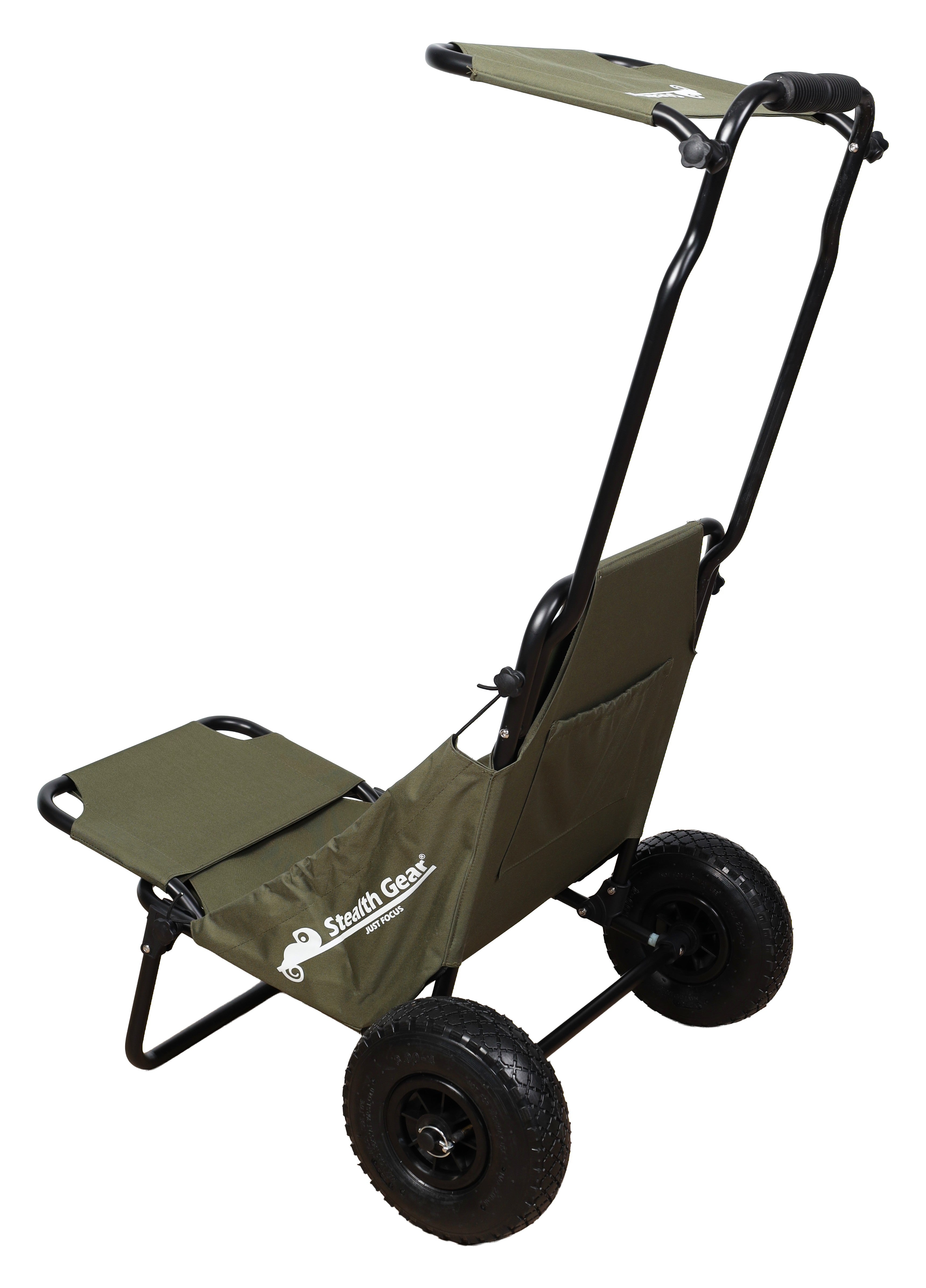 Stealth gear transport trolley m2 bosgroen met zonnedak