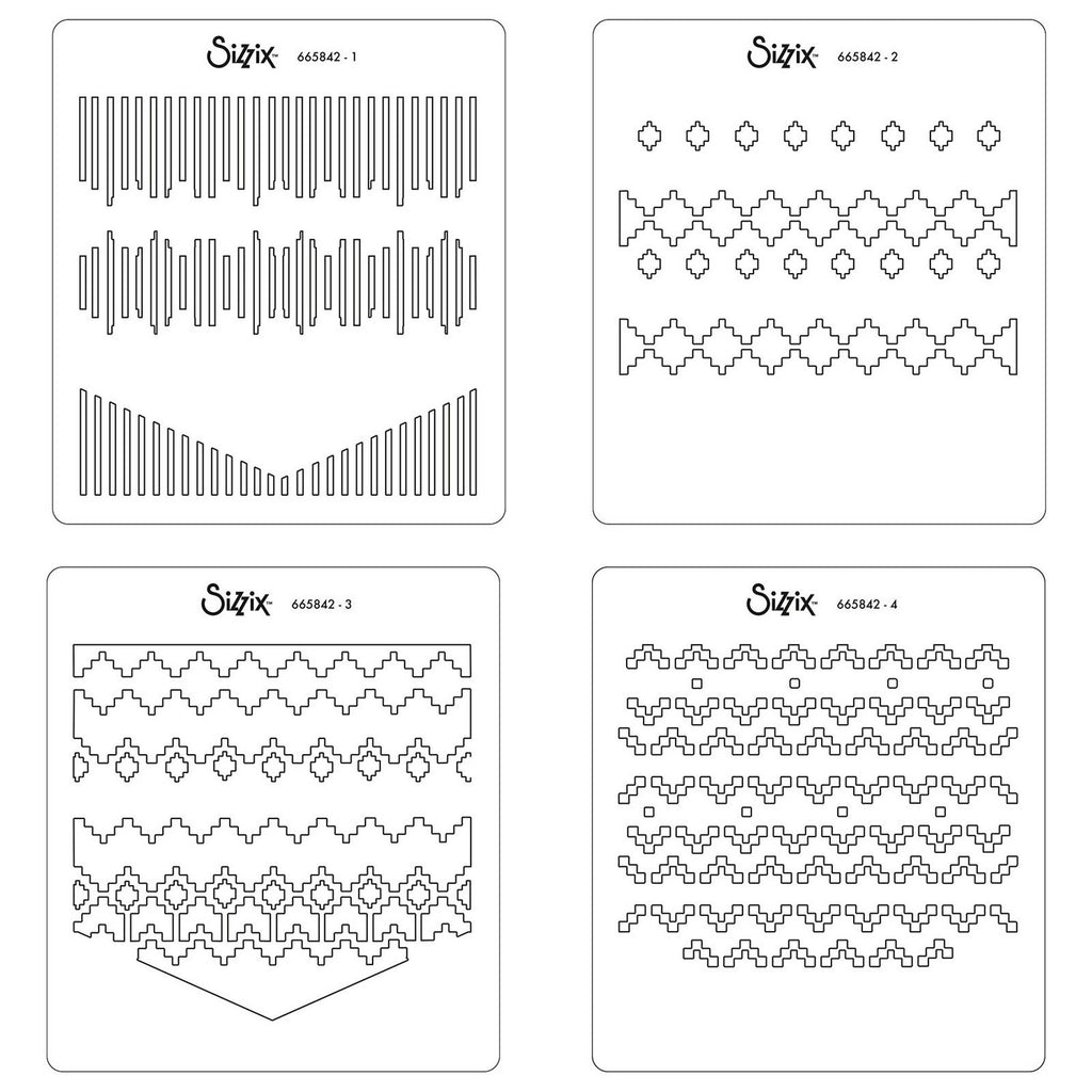 Sizzix • layered stencils textile 4pieces