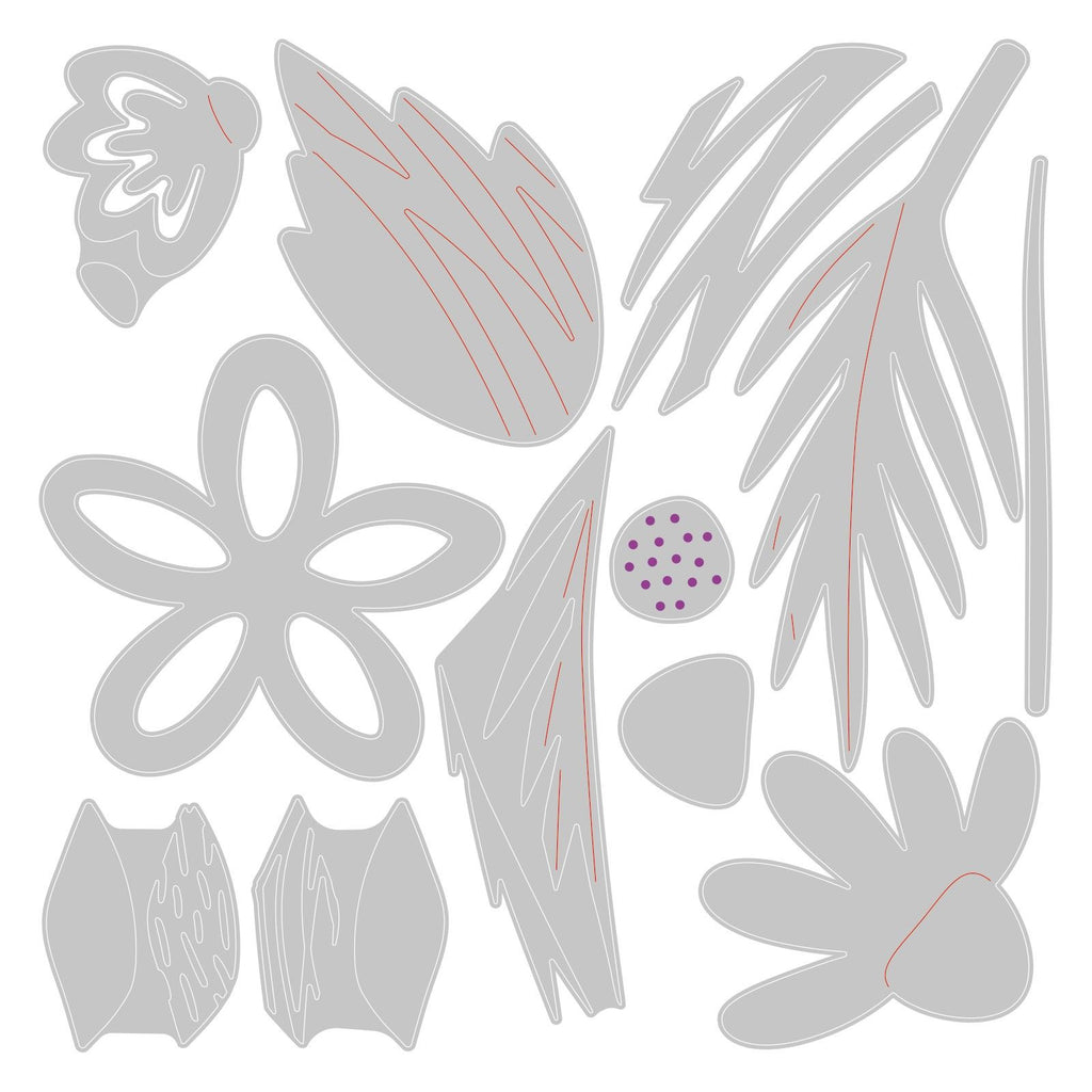 Sizzix • thinlits die set bohemian florals 12pieces