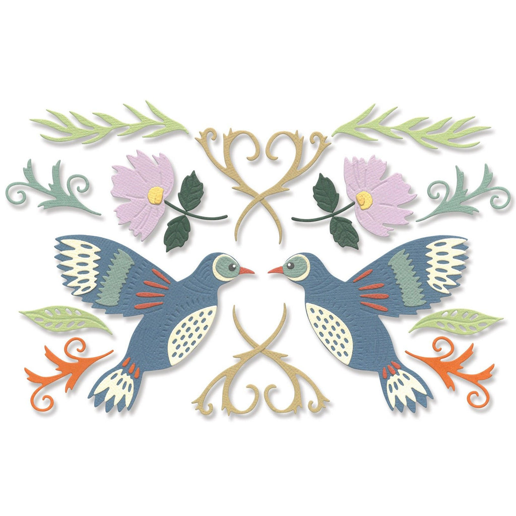 Sizzix • thinlits die set birds blossoms