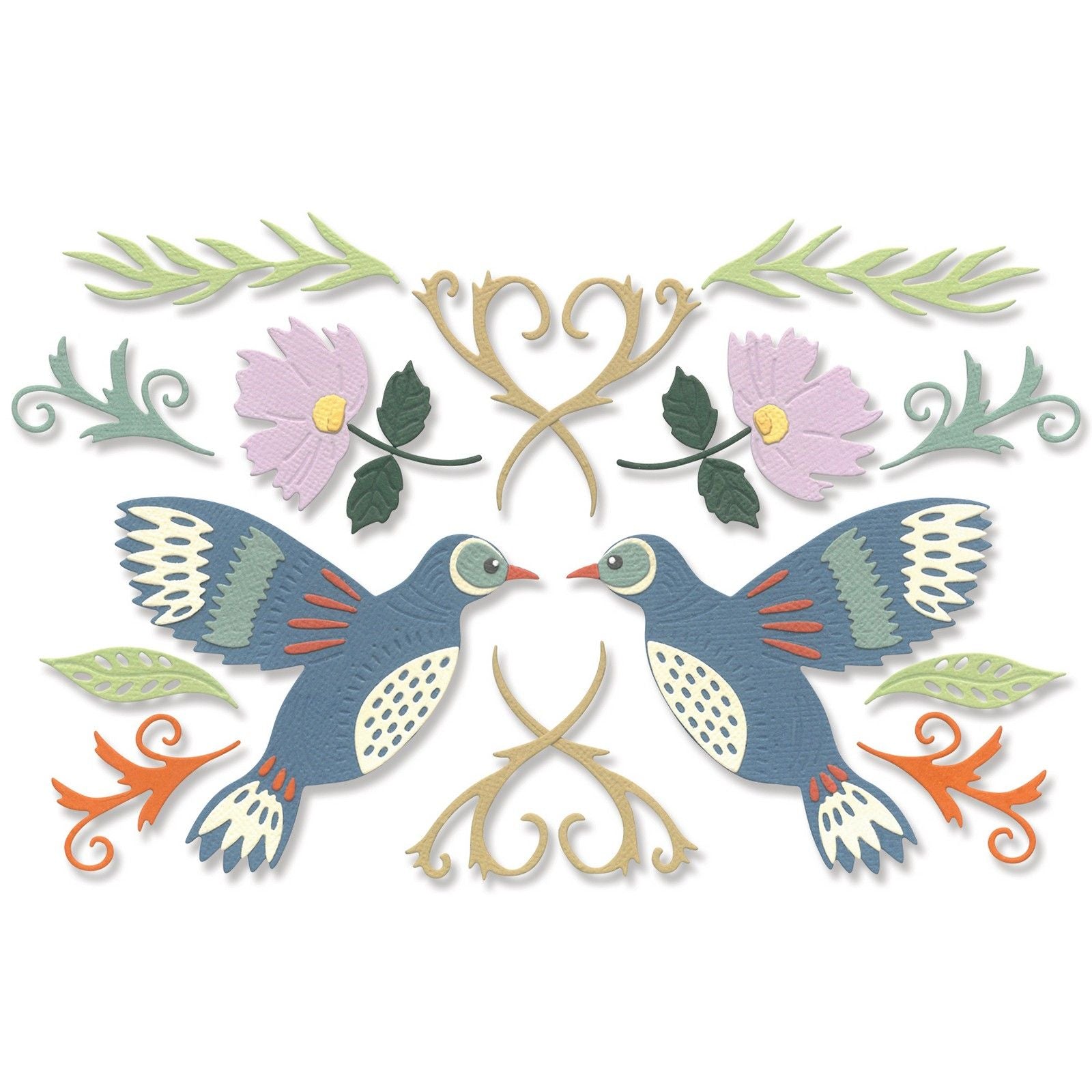 Sizzix • thinlits die set birds blossoms