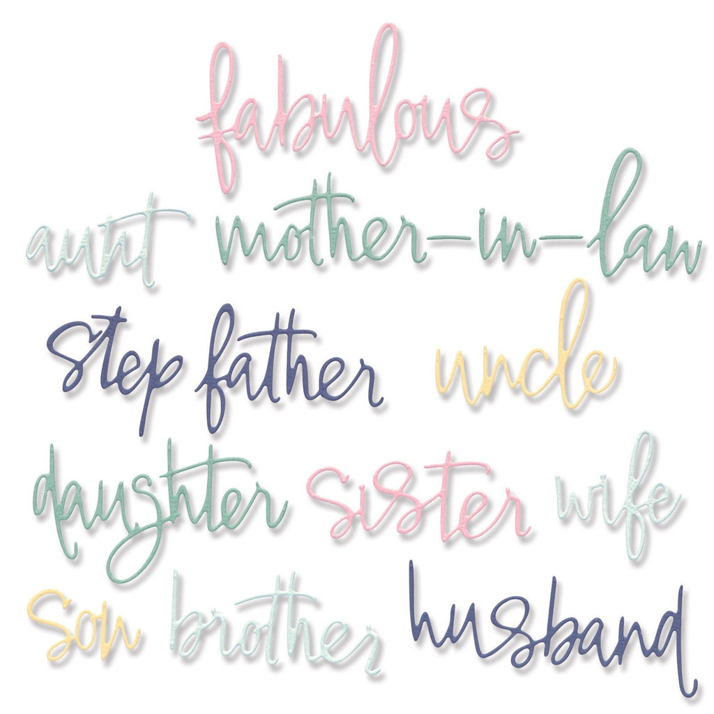 Sizzix • thinlits die set fabulous family names by debi potter