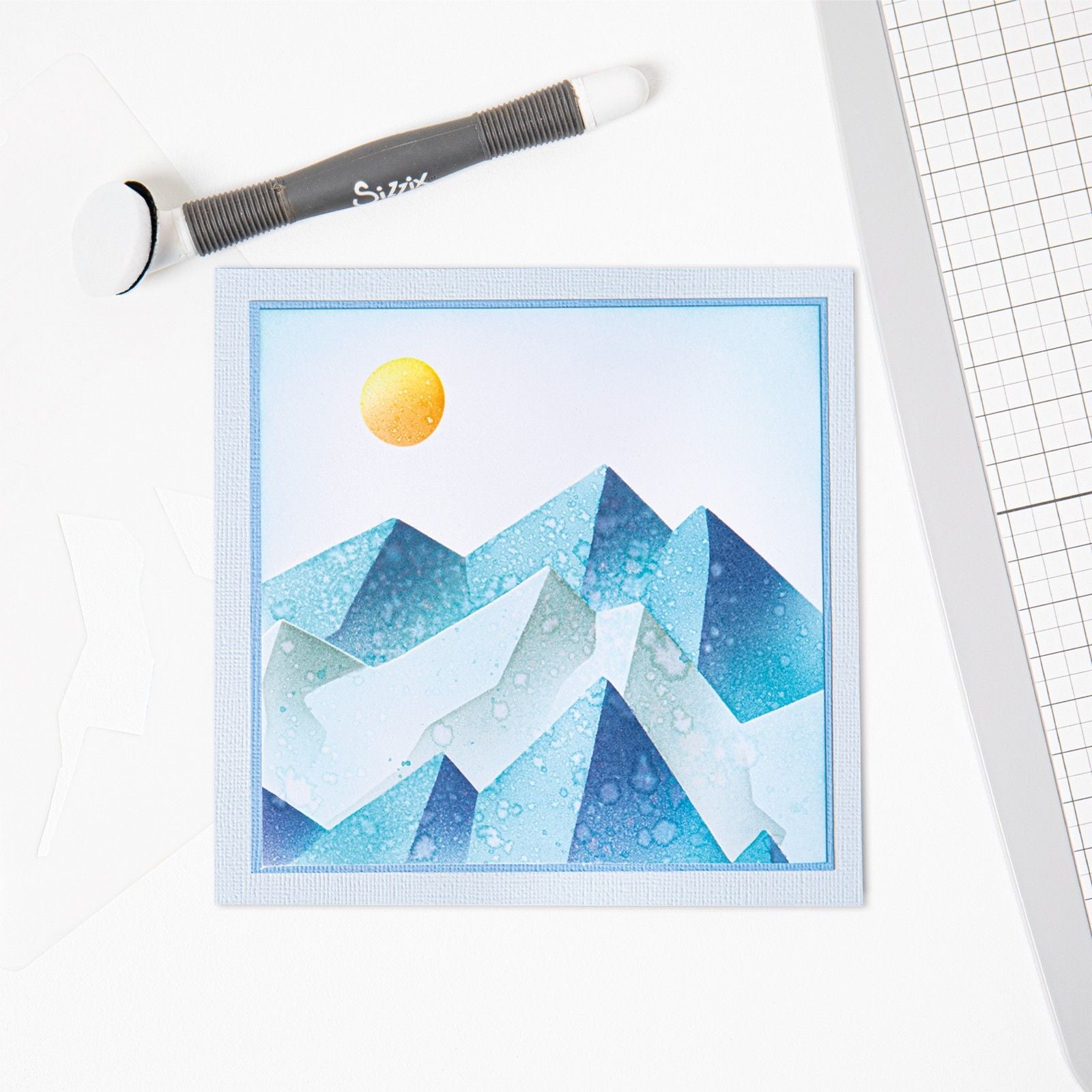 Sizzix • layered stencils mountain scene by josh griffiths