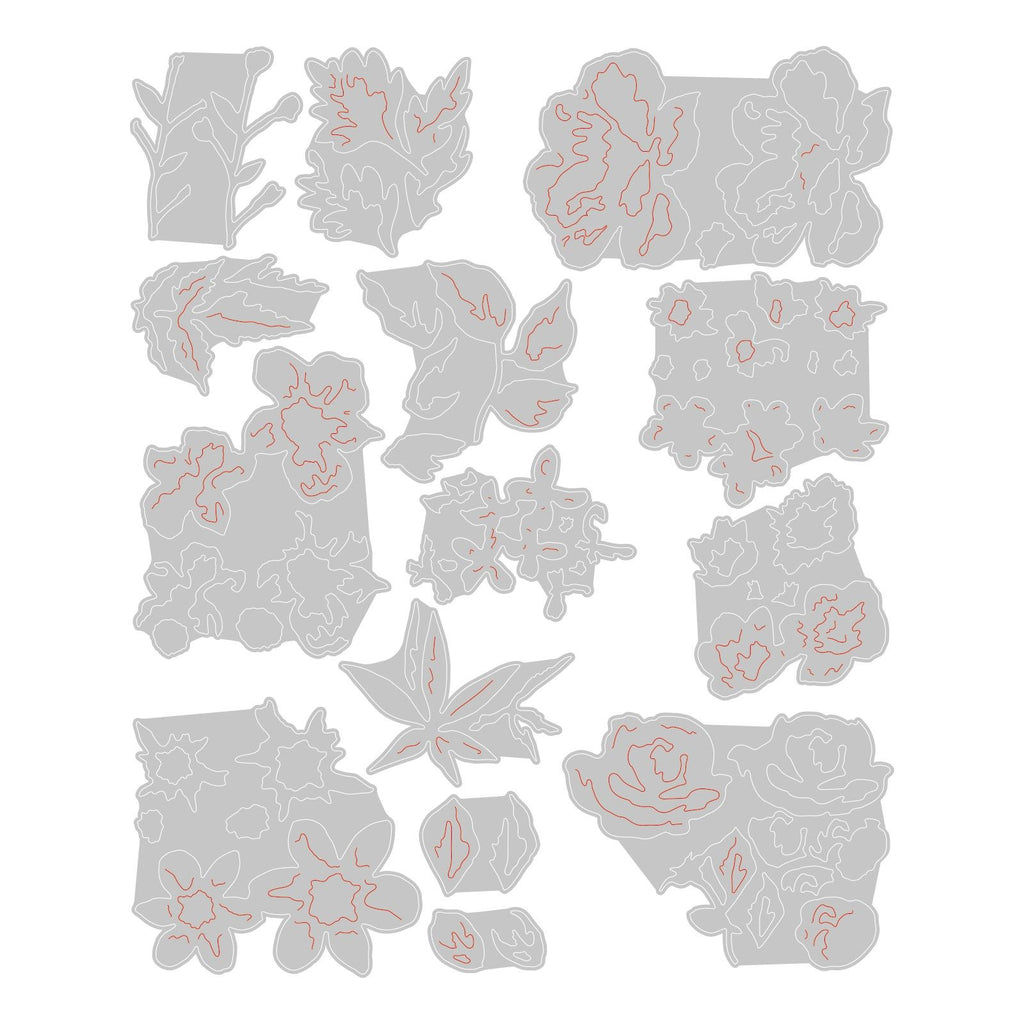 Sizzix • tim holtz thinlits die set brushstroke flowers mini 14pcs