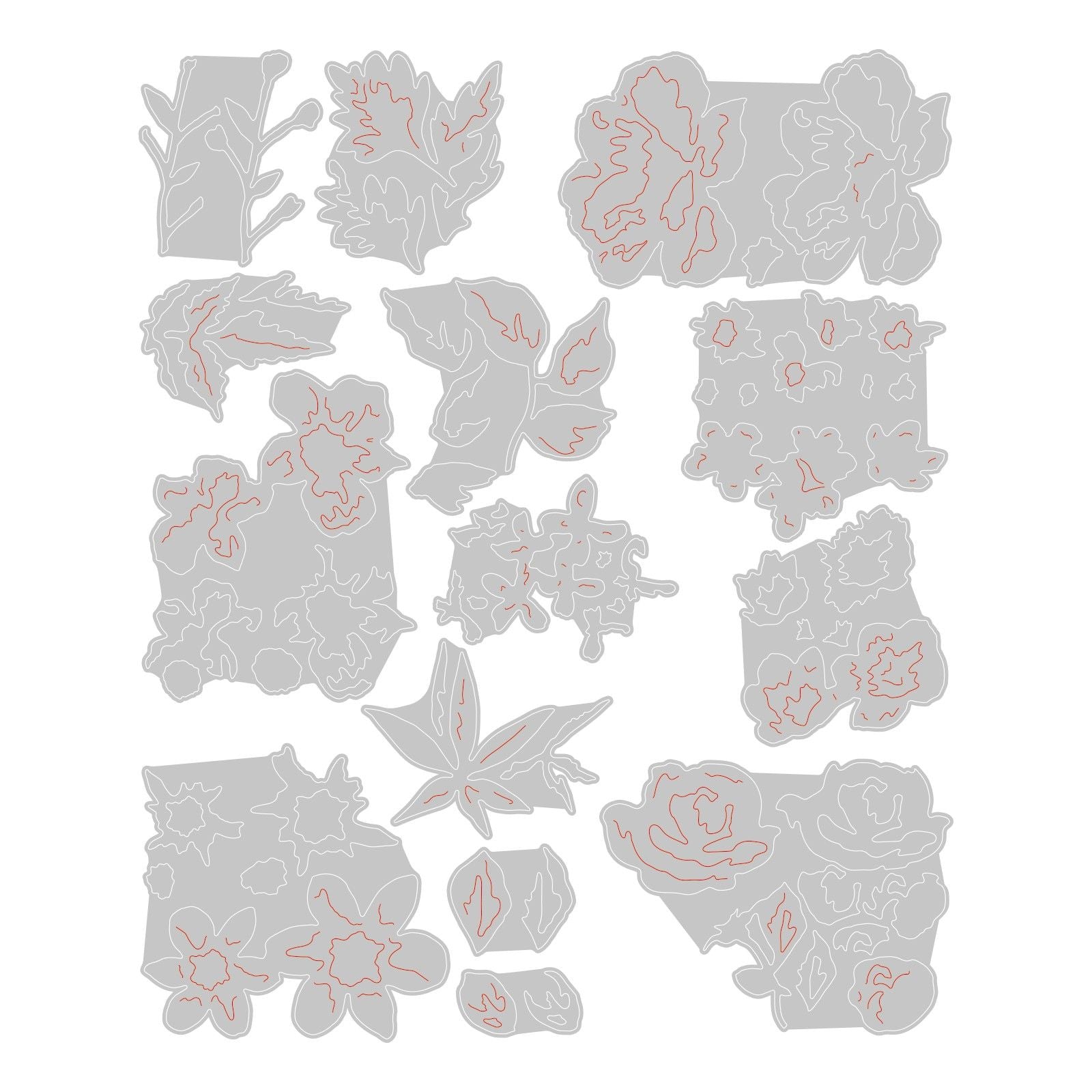 Sizzix • tim holtz thinlits die set brushstroke flowers mini 14pcs