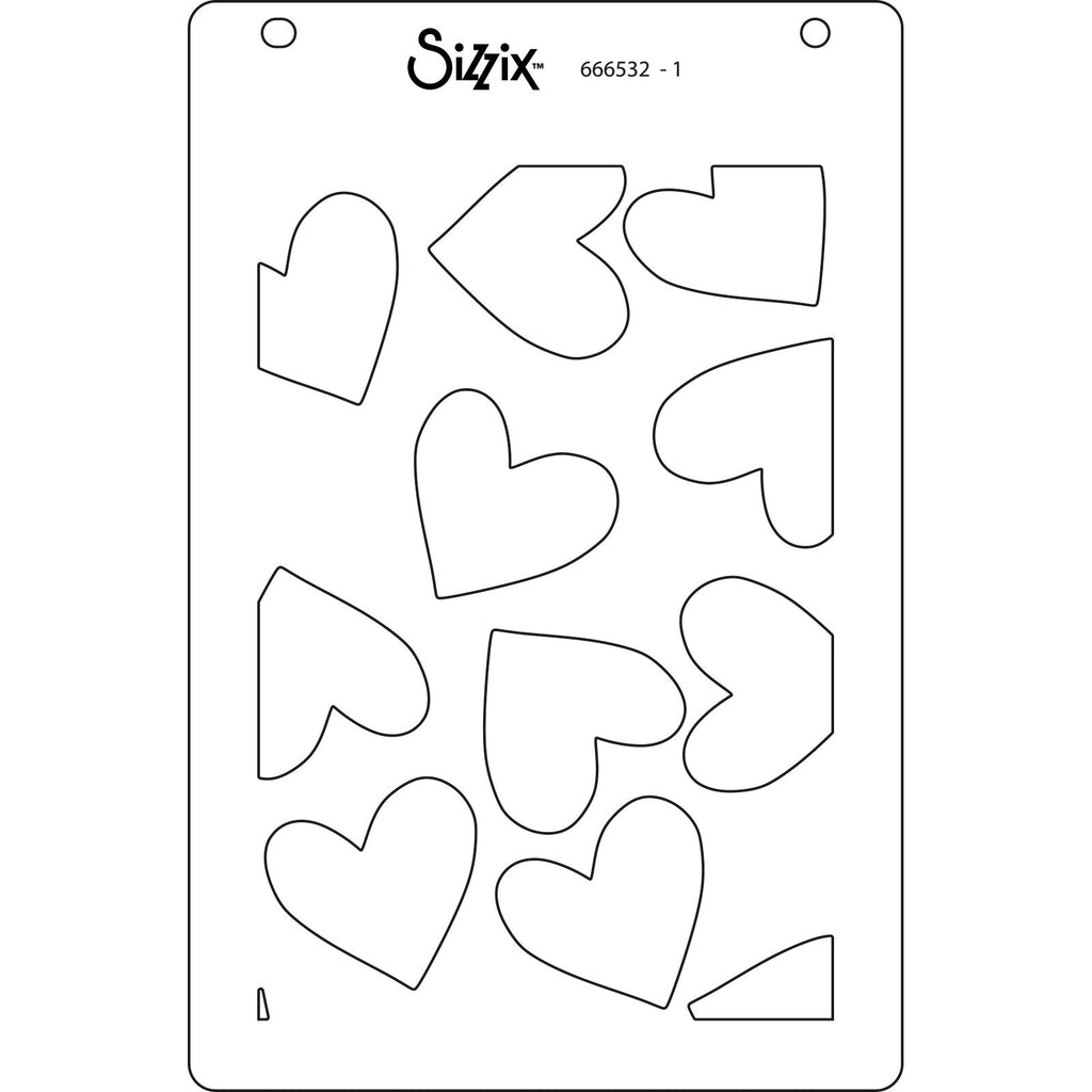 Sizzix • layered stencils a6 mark making hearts 4pcs