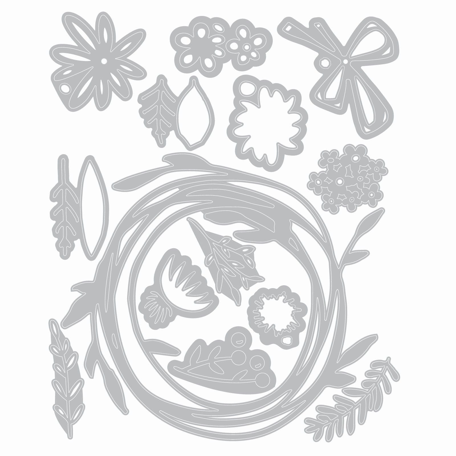 Sizzix • vault funky floral wreath by tim holtz