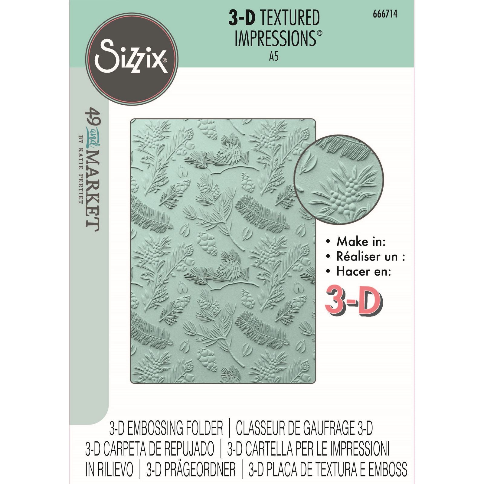 Sizzix • 3d textured impressions embossing folder a5 pines