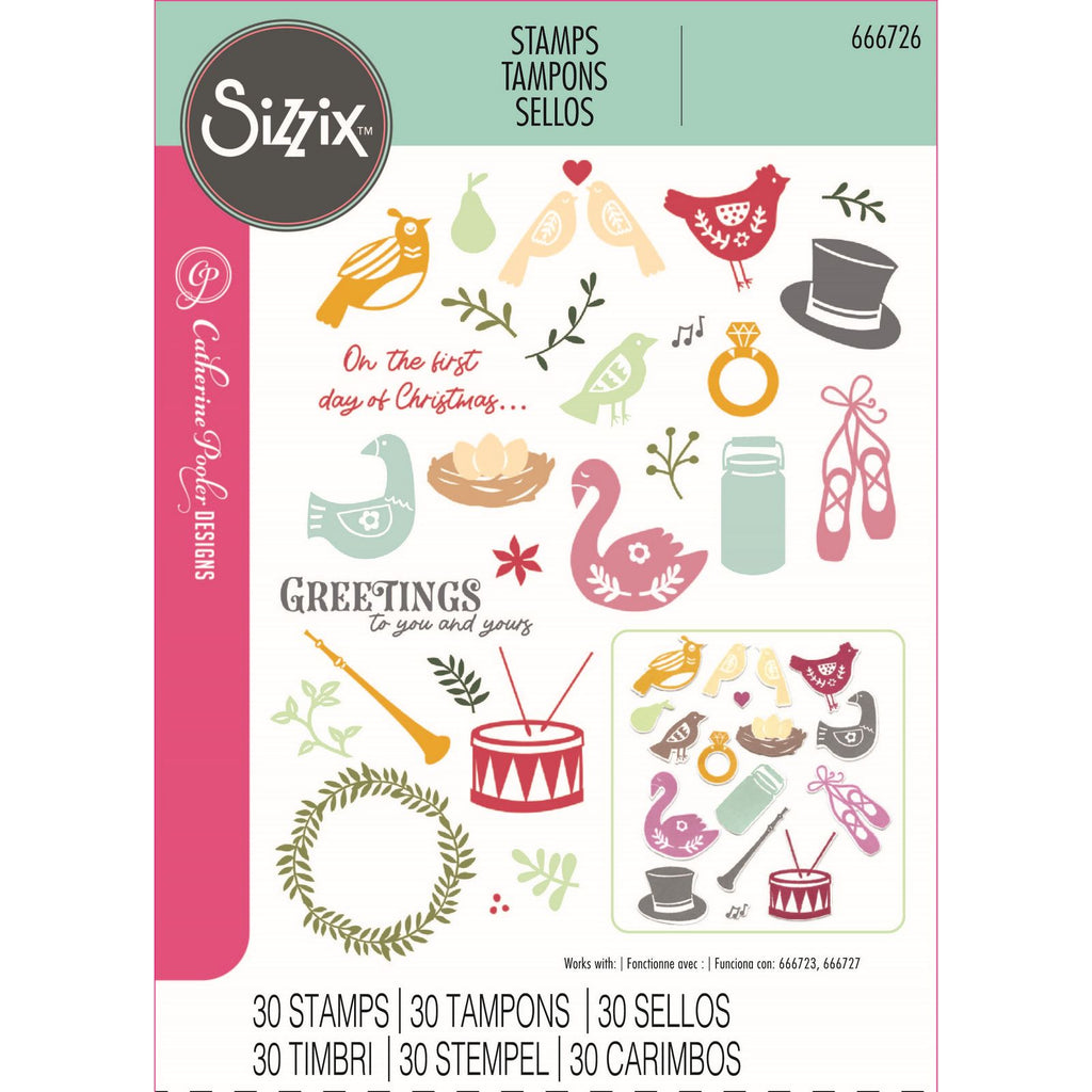 Sizzix • clear stamp set a5 12 days of christmas 30pcs