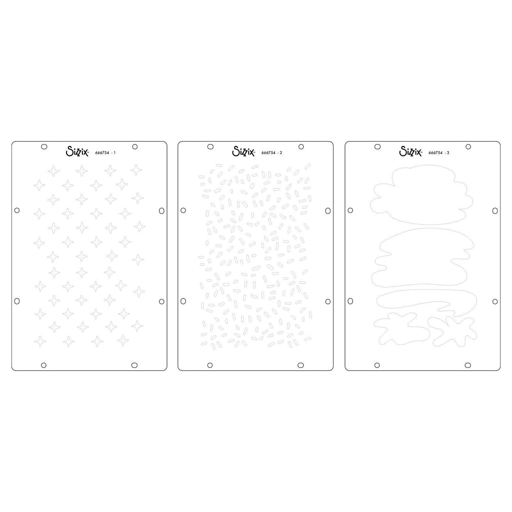 Sizzix • studio stamps set 7pcs 3pcs stencils create by cat kerr