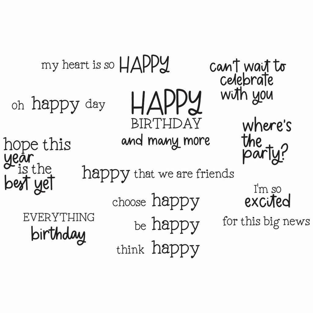 Sizzix • clear stamps set 21pcs happy everything sentiment by catherine pooler