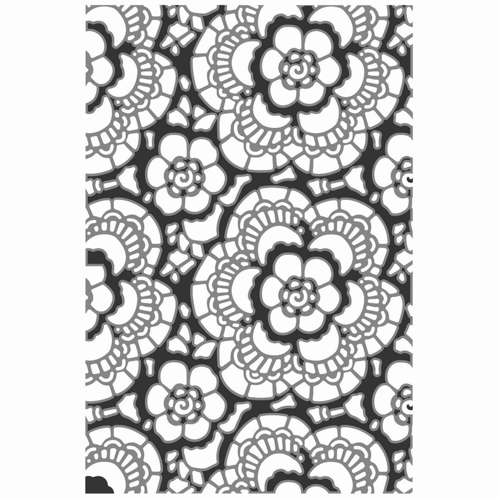 Sizzix • multi level textured impressions embossing folder vault lace by tim holtz