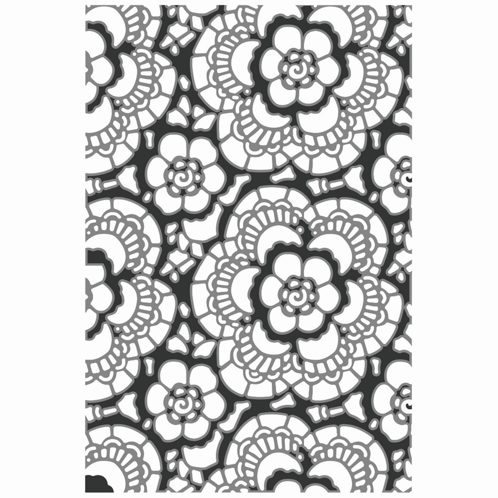 Sizzix • multi level textured impressions embossing folder vault lace by tim holtz