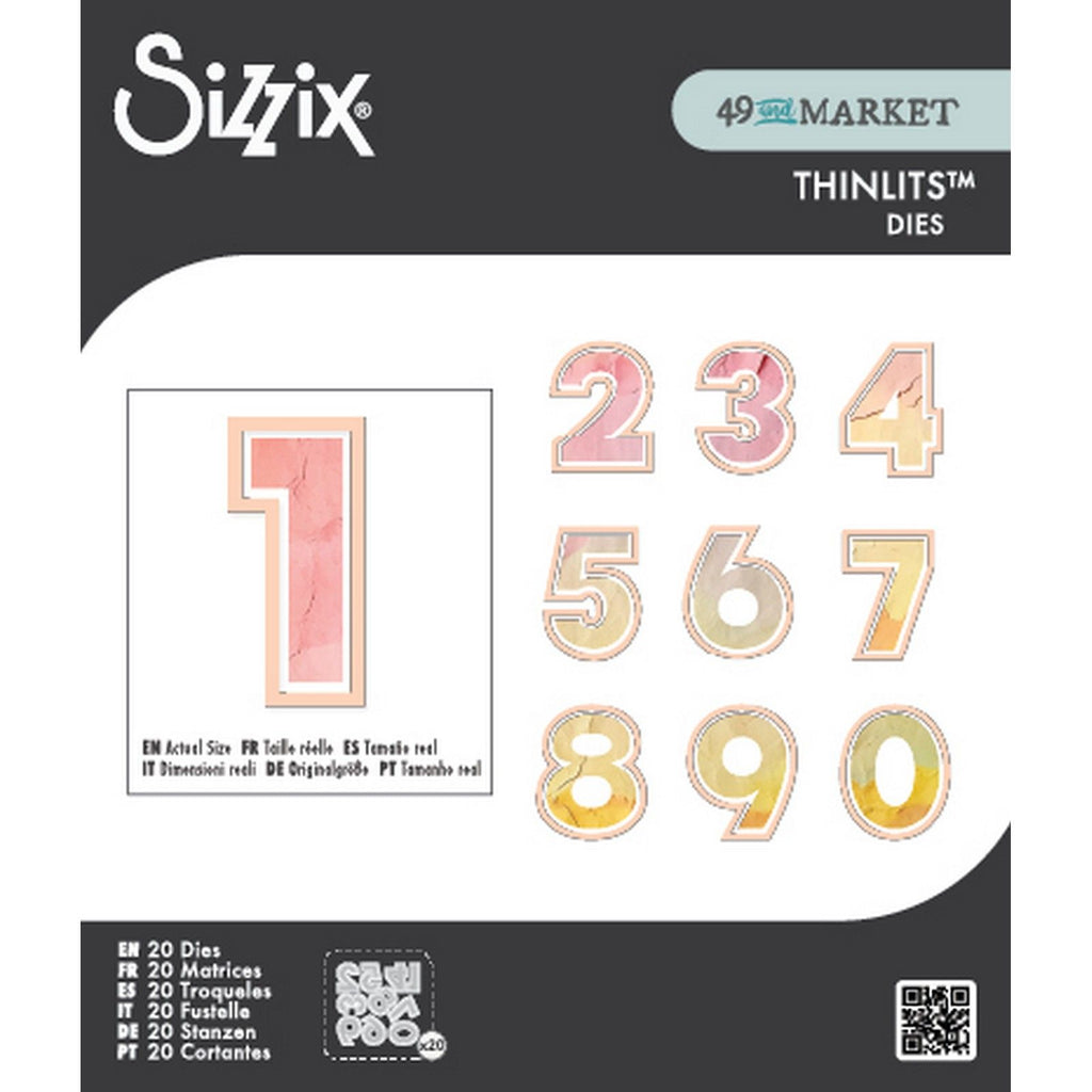 Sizzix • thinlits die set 20pcs this or that 2 inch numbers by 49 and market