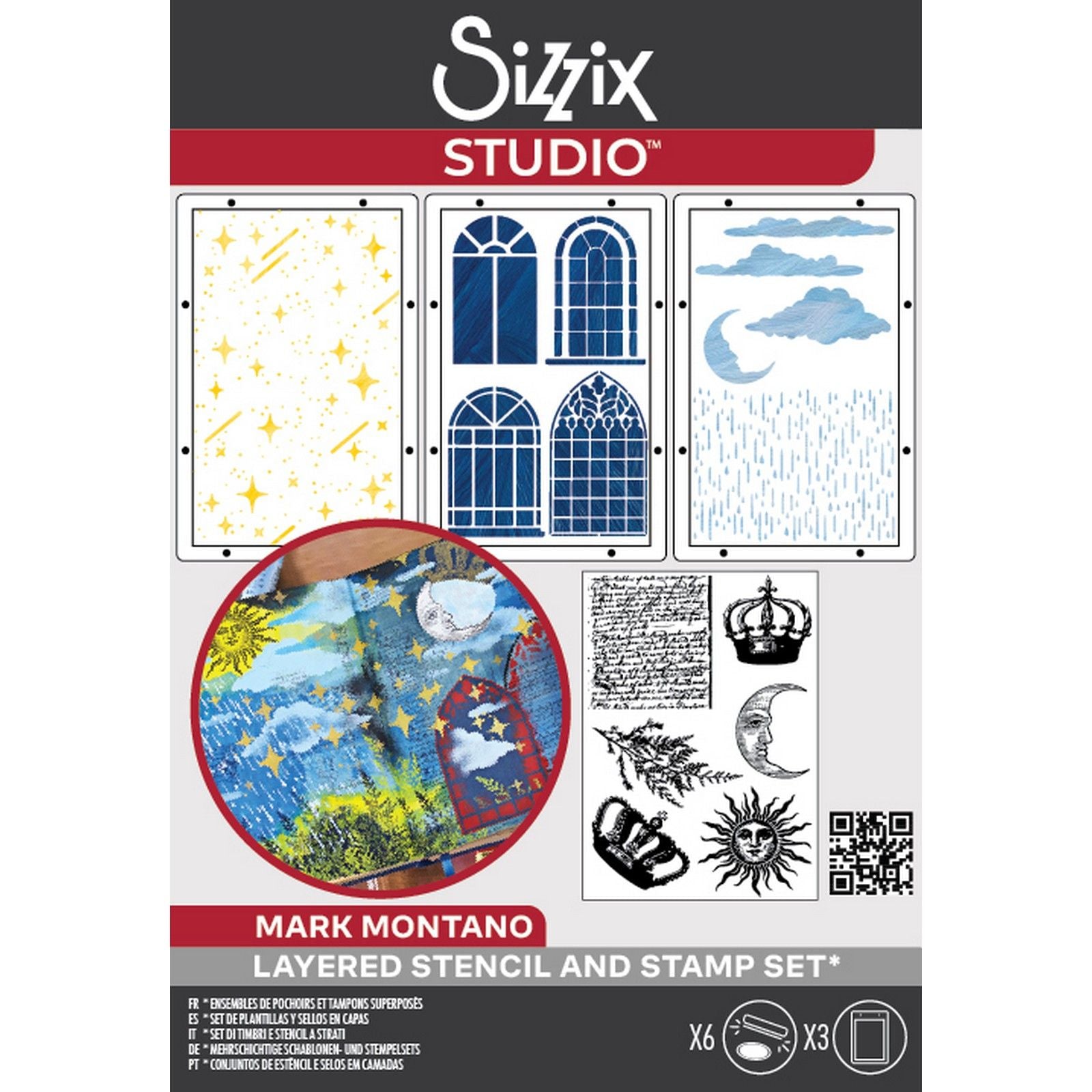 Sizzix • studio: a5 clear stamps 3pcs a5 stencils weather wonder by mark montano