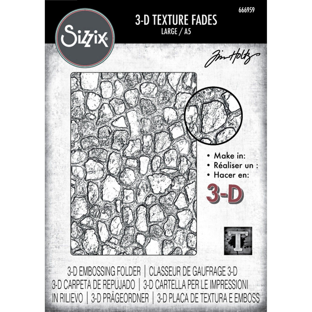 Sizzix • 3d texture fades embossing folder cobblestone large a5 by tim holtz