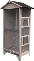 Flamingo volière cottage nevada grijs – houten volière voor buiten binnen – 78x57x157,5 cm – vogelkooi hout