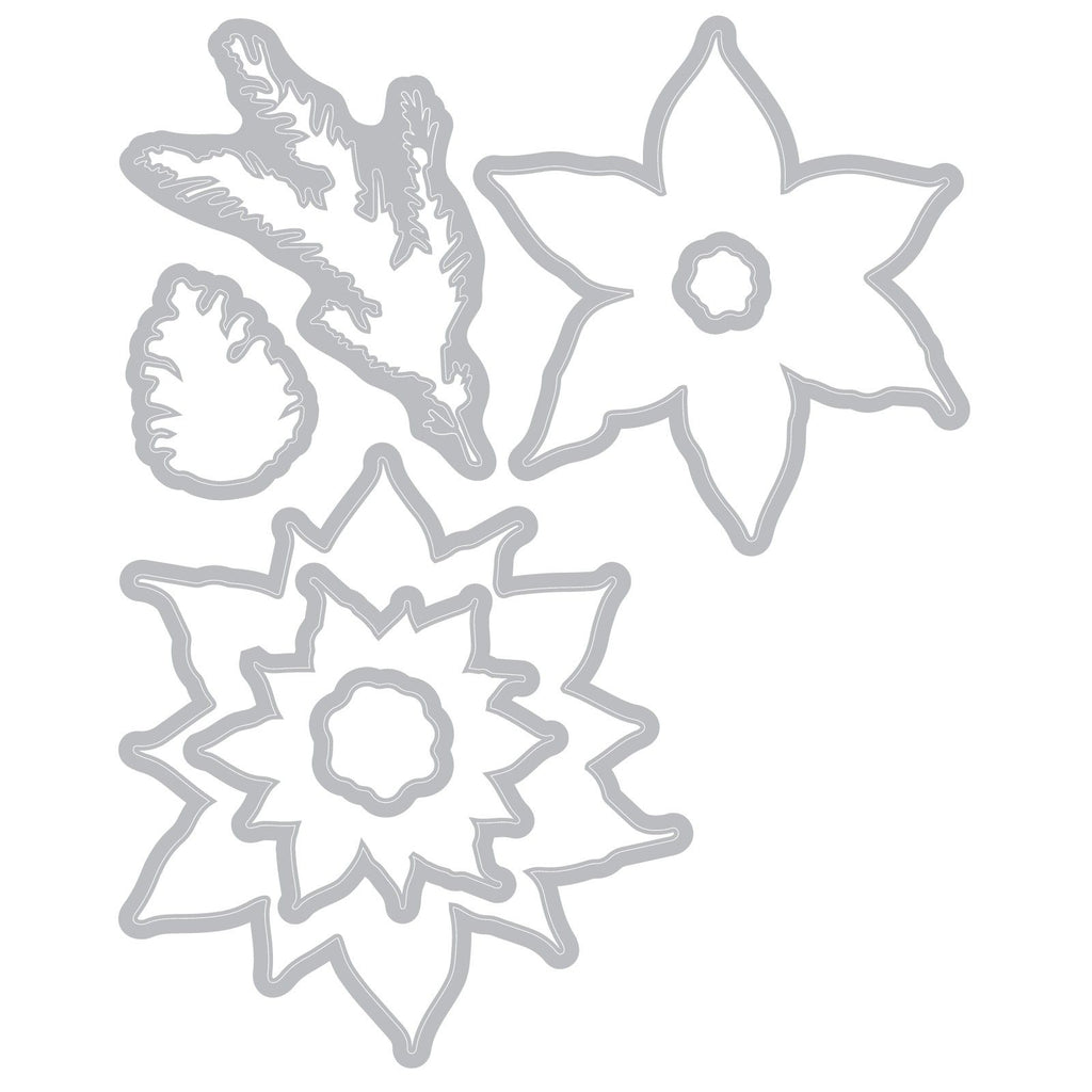 Sizzix • clear stamp set with framelits poinsettia trio by 49 and market 26pcs