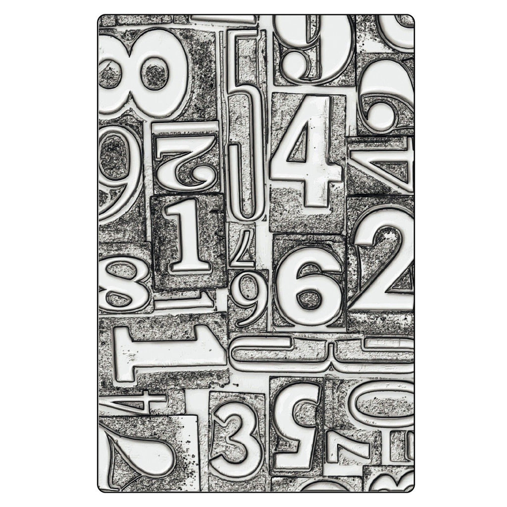 Sizzix • 3d texture fades embossing folder numbered large a5 by tim holtz