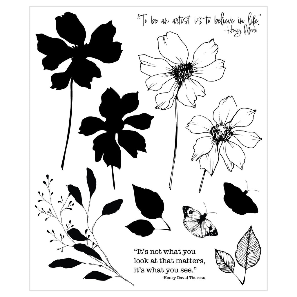 Sizzix • clear stamp set 11pcs wild blooms by willow wolfe