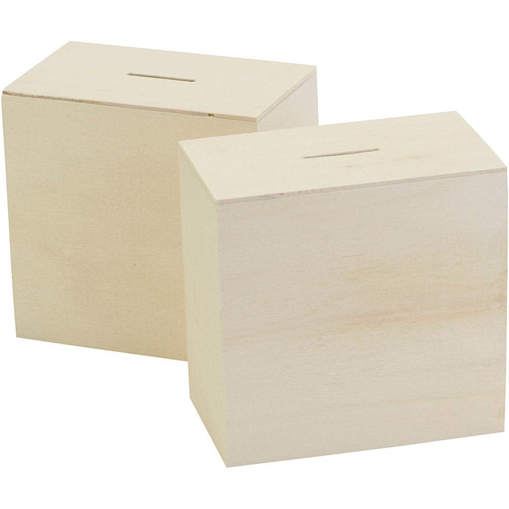 Creativ company houten spaarpot, 10x10x6cm, 10st.