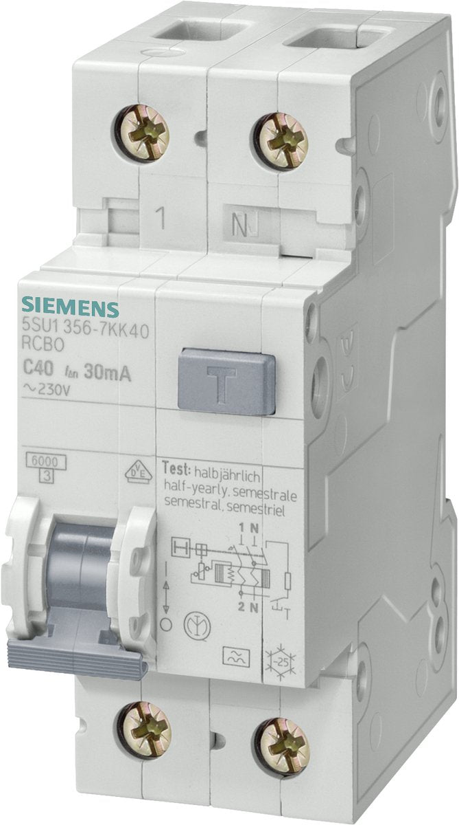 Siemens 5su13566kk16 aardlekschakelaar zekeringautomaat 2-polig 16 a 0.03 a 230 v