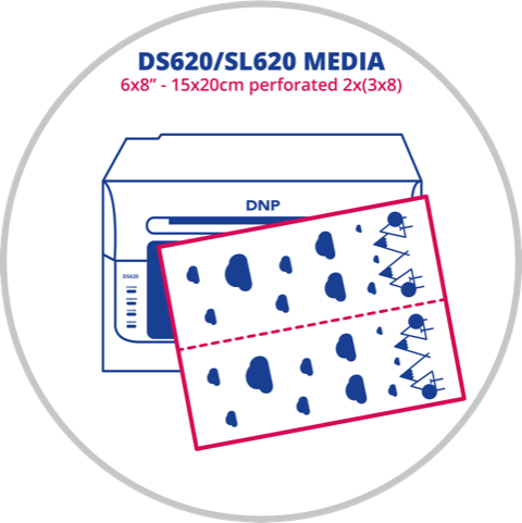 DNP-Papier, 2 Rollen à 200 Stück, 15 x 20 mm, perforiert auf 7,5 x 20 mm für DS620