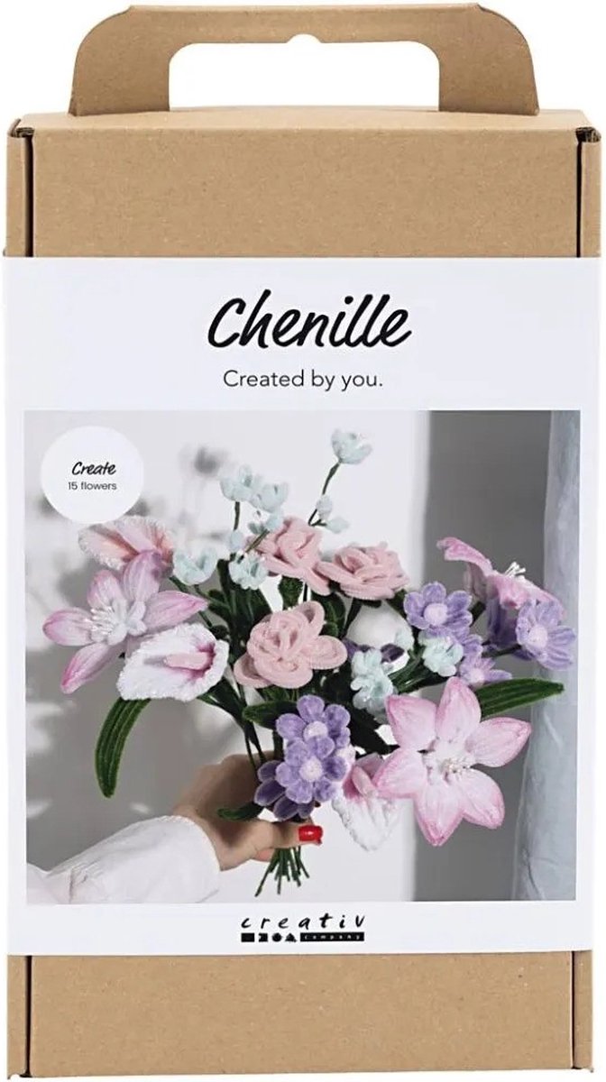 Creativ company http: www.cchobby.nl hobbyset-bloemen-van-chenilledraad-bloemen-pastelkleuren-1-doos