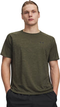 Under armour ua tech textured ss-grn heren sportshirt - marine od groen - zwart xxl